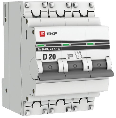 Выключатель автоматический EKF PROxima ВА47-63 3п 40А D 6кА фото Выключатель автоматический EKF PROxima ВА47-63 3п 40А D 6кА картинка